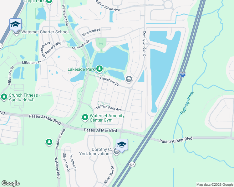 map of restaurants, bars, coffee shops, grocery stores, and more near 6326 Sunsail Place in Apollo Beach