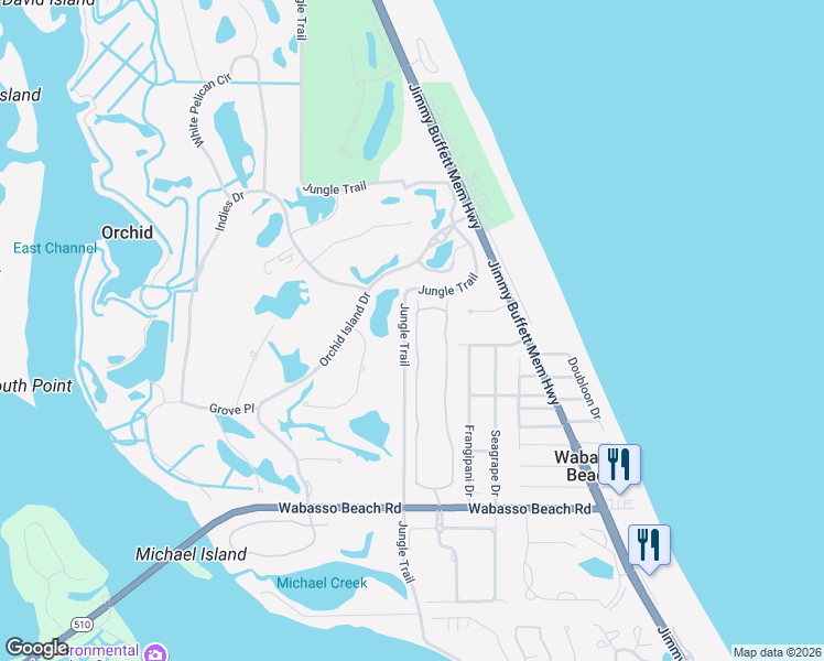 map of restaurants, bars, coffee shops, grocery stores, and more near 9655 West Maiden Court in Vero Beach