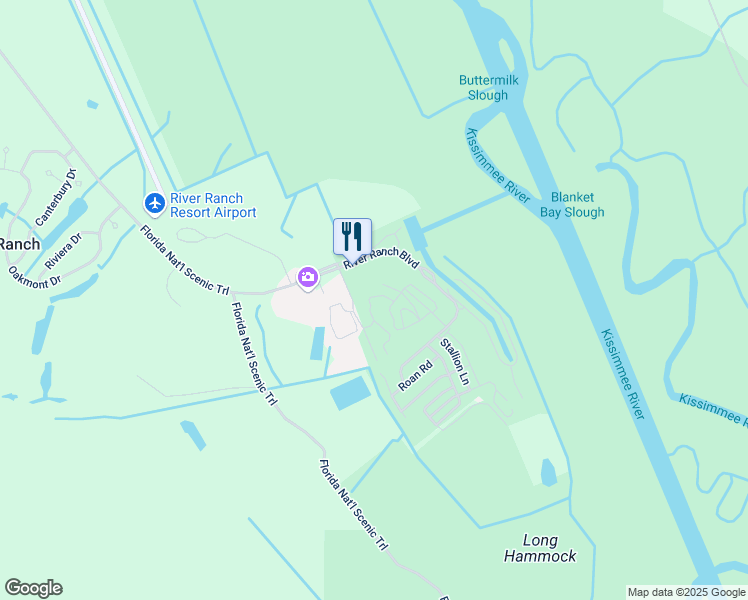 map of restaurants, bars, coffee shops, grocery stores, and more near 30103 River Ranch Boulevard in River Ranch
