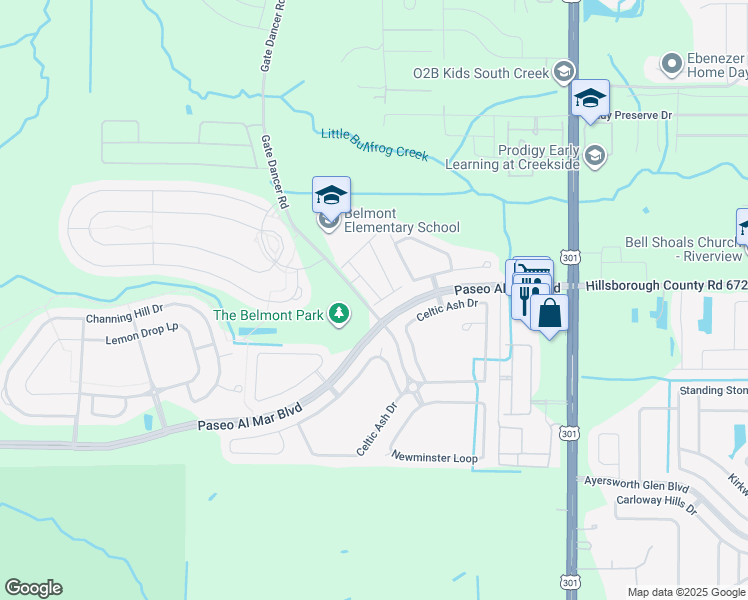 map of restaurants, bars, coffee shops, grocery stores, and more near 10123 Tabasco Cat Court in Ruskin