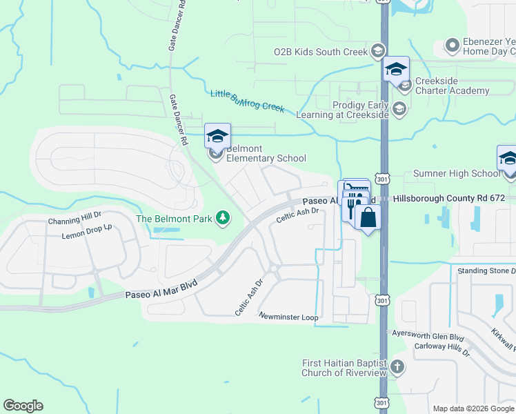 map of restaurants, bars, coffee shops, grocery stores, and more near 10123 Tabasco Cat Court in Ruskin