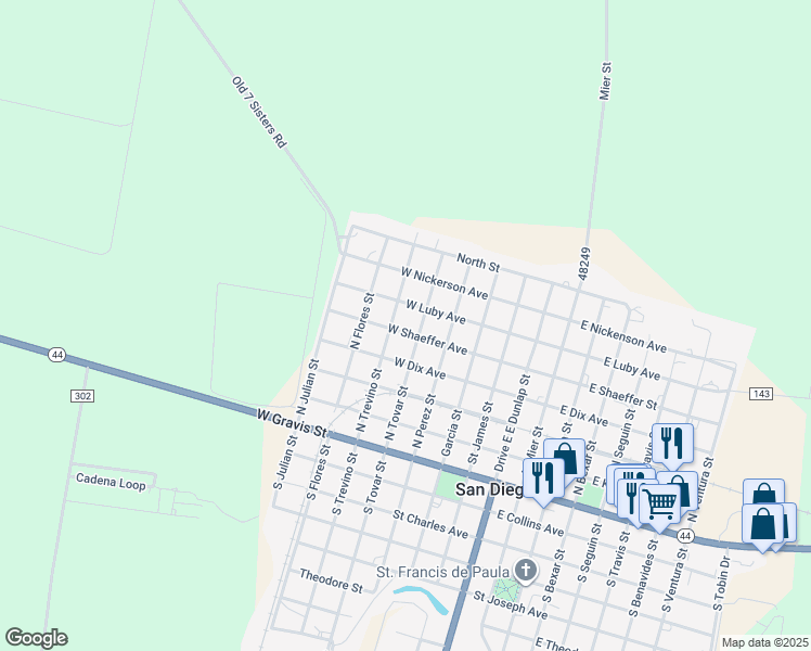 map of restaurants, bars, coffee shops, grocery stores, and more near 504 West Shaeffer Avenue in San Diego