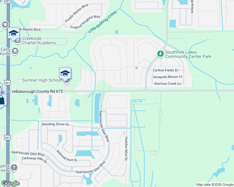 map of restaurants, bars, coffee shops, grocery stores, and more near 14316 Alistar Manor Drive in Wimauma