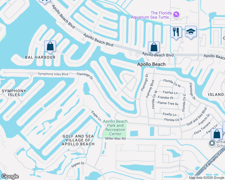 map of restaurants, bars, coffee shops, grocery stores, and more near 707 Kingston Court in Apollo Beach