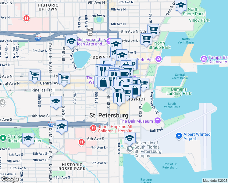 map of restaurants, bars, coffee shops, grocery stores, and more near in St. Petersburg