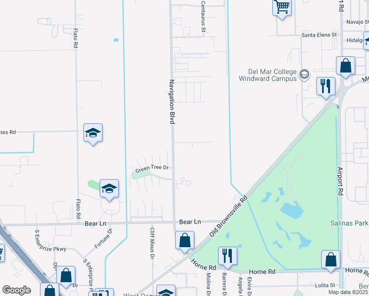 map of restaurants, bars, coffee shops, grocery stores, and more near 1002 South Navigation Boulevard in Corpus Christi