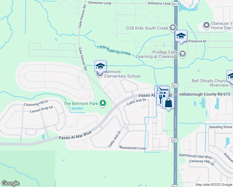 map of restaurants, bars, coffee shops, grocery stores, and more near 10123 Tabasco Cat Court in Ruskin