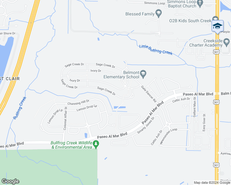 map of restaurants, bars, coffee shops, grocery stores, and more near 10018 Sage Creek Drive in Ruskin