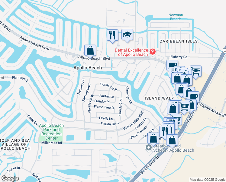 484 Florida Circle North Apollo Beach Fl Walk Score Map Of Restaurants Bars Coffee S Grocery Ore Near 484
