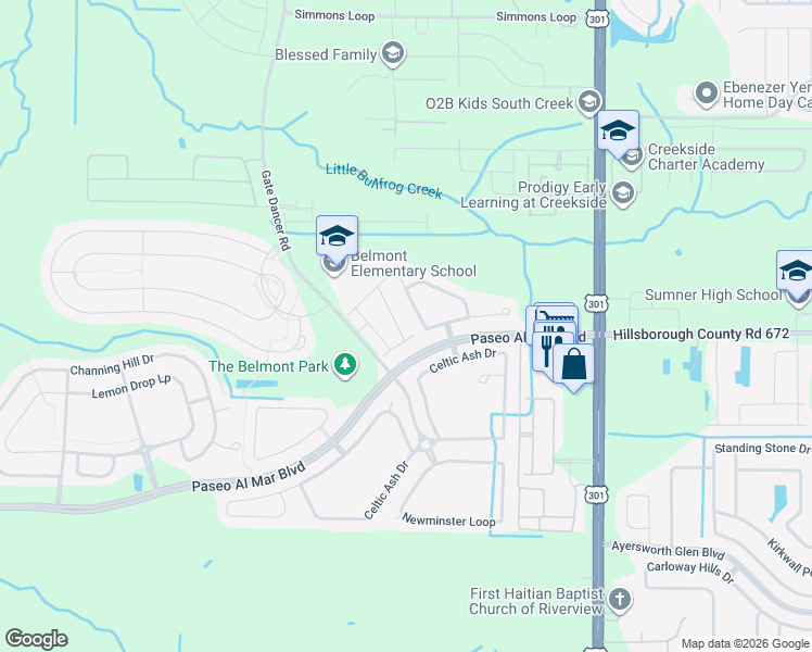 map of restaurants, bars, coffee shops, grocery stores, and more near 10121 Count Fleet Drive in Ruskin