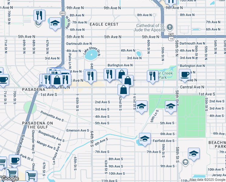 map of restaurants, bars, coffee shops, grocery stores, and more near in St. Petersburg