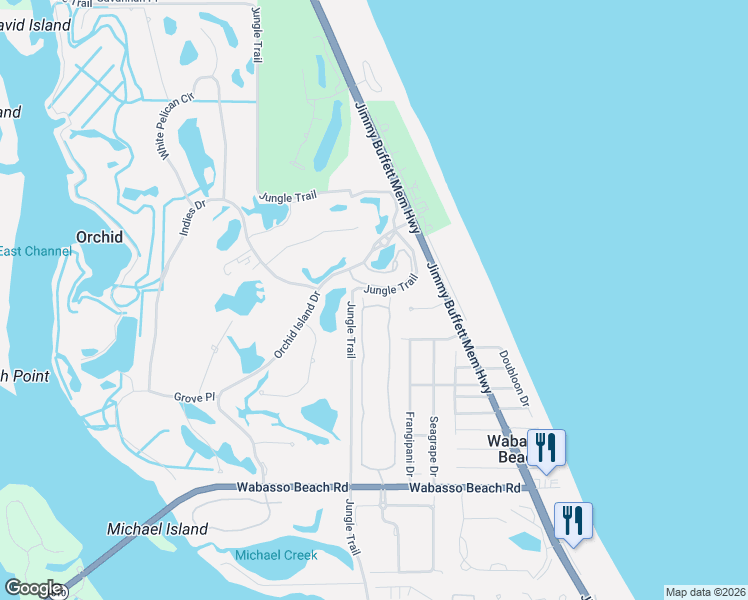 map of restaurants, bars, coffee shops, grocery stores, and more near 61 Island Place in Orchid