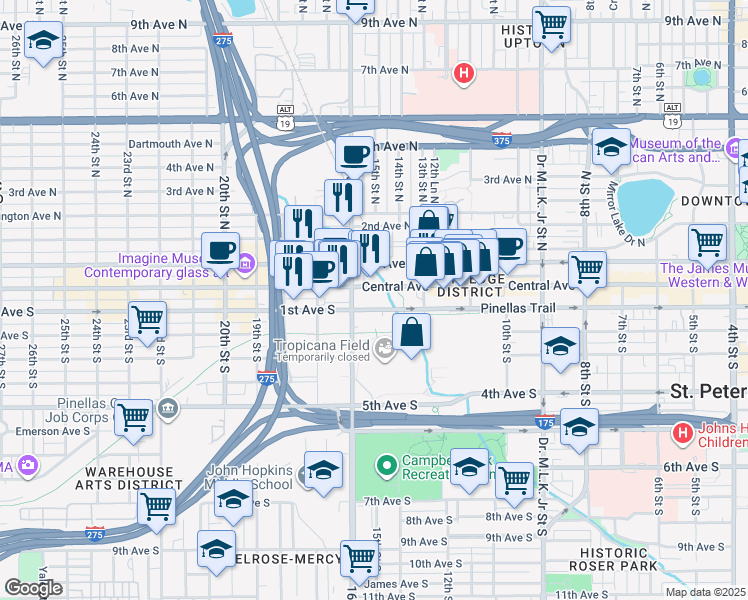 map of restaurants, bars, coffee shops, grocery stores, and more near in St. Petersburg