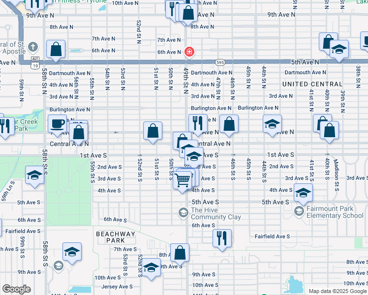map of restaurants, bars, coffee shops, grocery stores, and more near in St. Petersburg