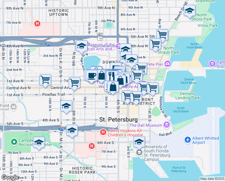 map of restaurants, bars, coffee shops, grocery stores, and more near in St. Petersburg