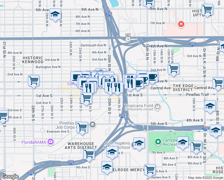 map of restaurants, bars, coffee shops, grocery stores, and more near None in St. Petersburg