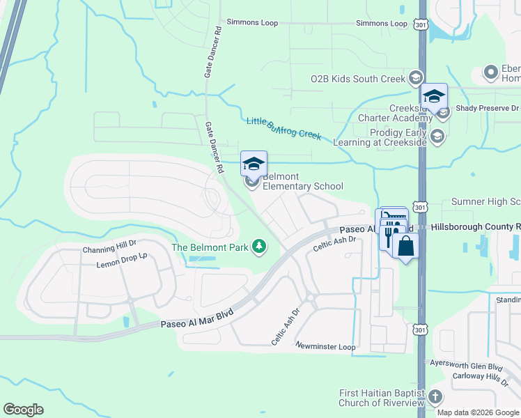 map of restaurants, bars, coffee shops, grocery stores, and more near 10085 Sage Creek Drive in Ruskin
