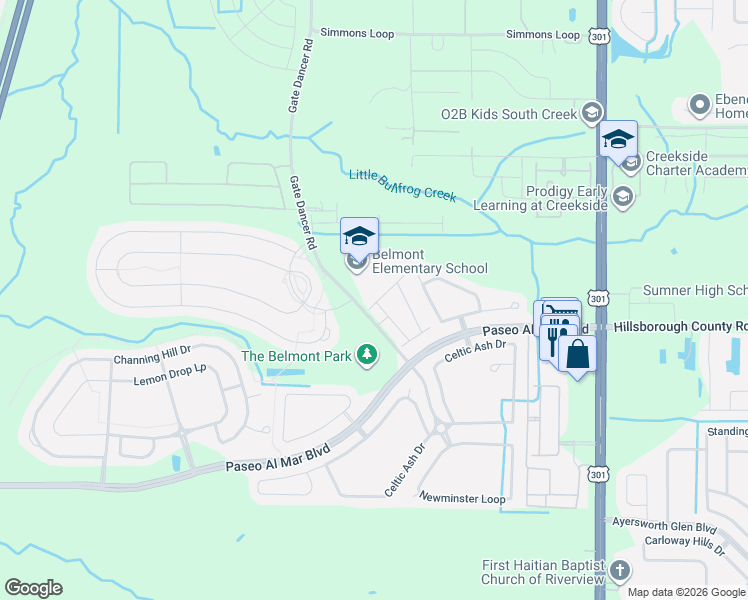 map of restaurants, bars, coffee shops, grocery stores, and more near 10128 Point Given Court in Ruskin