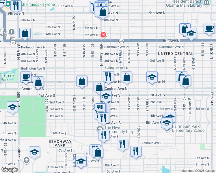 map of restaurants, bars, coffee shops, grocery stores, and more near in St. Petersburg