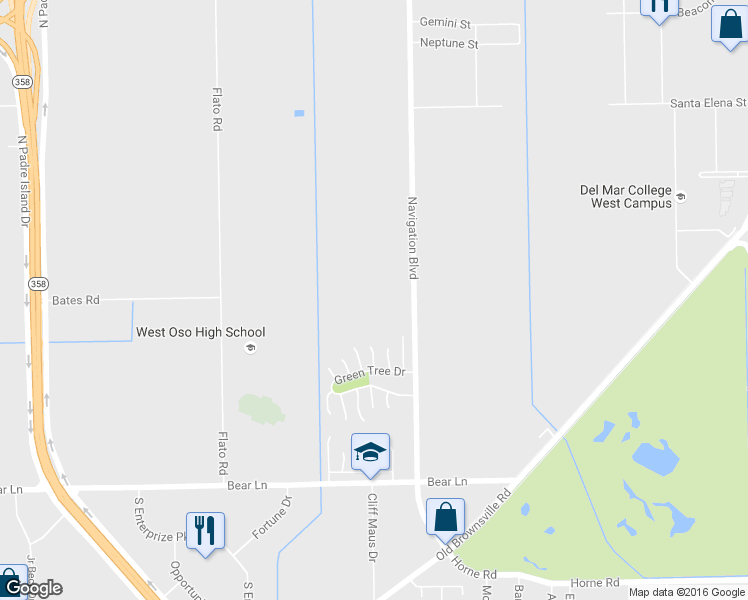 map of restaurants, bars, coffee shops, grocery stores, and more near 909 South Navigation Boulevard in Corpus Christi