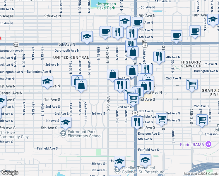 map of restaurants, bars, coffee shops, grocery stores, and more near in St. Petersburg