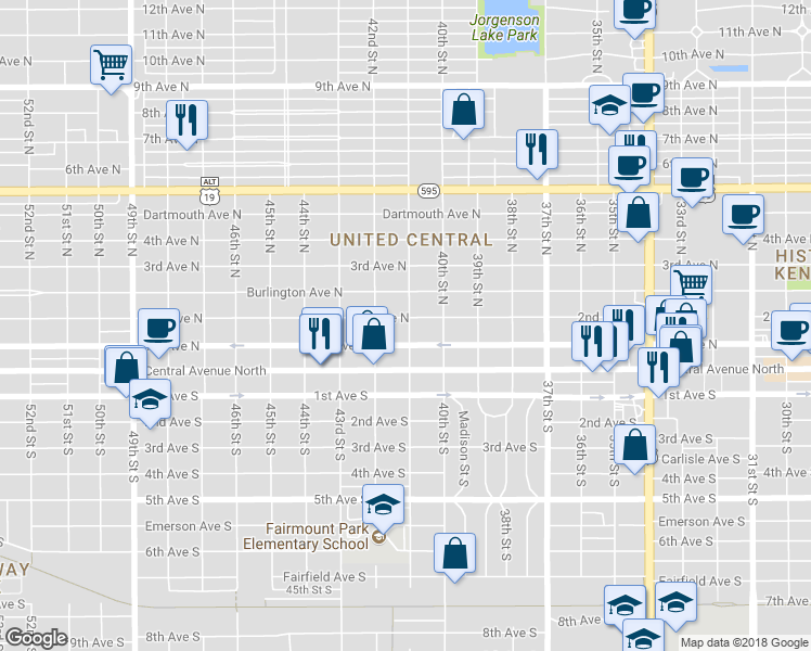 map of restaurants, bars, coffee shops, grocery stores, and more near 4100 2nd Avenue North in St. Petersburg