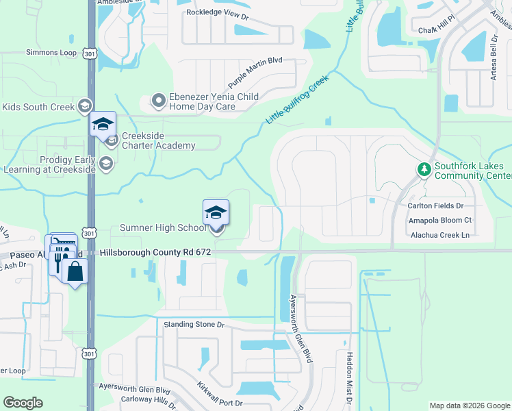 map of restaurants, bars, coffee shops, grocery stores, and more near 10988 Carlton Fields Drive in Riverview