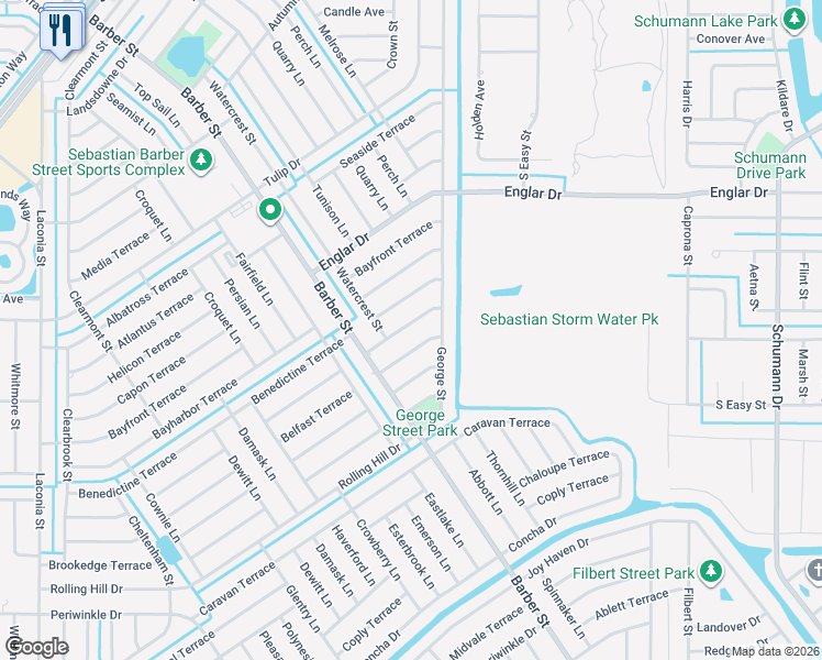 map of restaurants, bars, coffee shops, grocery stores, and more near 314 Belfast Terrace in Sebastian