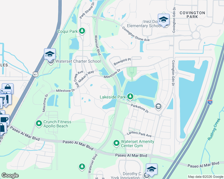 map of restaurants, bars, coffee shops, grocery stores, and more near 6951 Crestpoint Drive in Apollo Beach