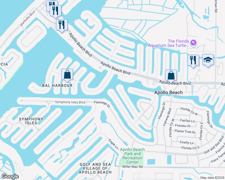 map of restaurants, bars, coffee shops, grocery stores, and more near 6441 Lake Sunrise Drive in Apollo Beach