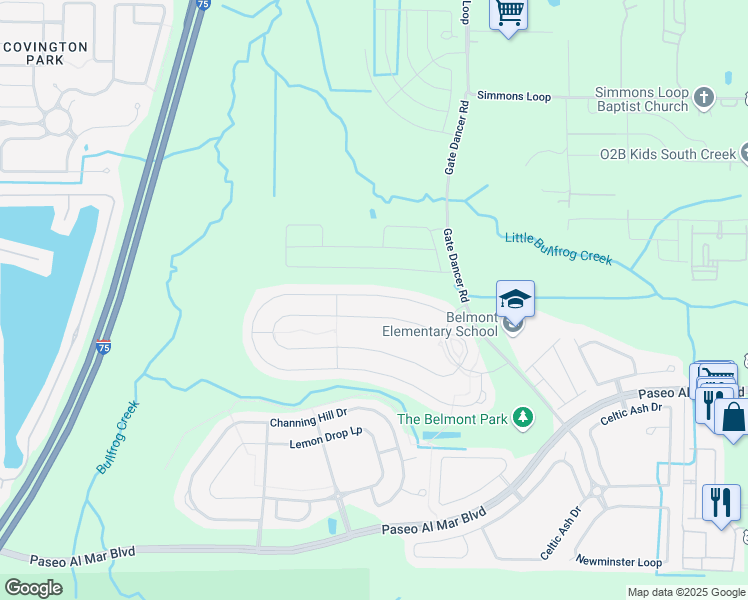 map of restaurants, bars, coffee shops, grocery stores, and more near 9660 Sage Creek Drive in Riverview