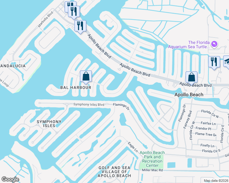 map of restaurants, bars, coffee shops, grocery stores, and more near 6422 Lake Sunrise Drive in Apollo Beach