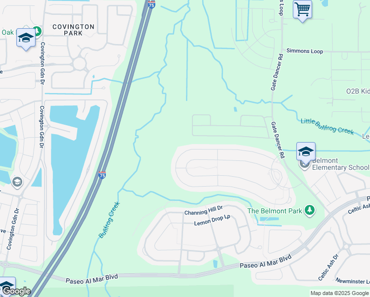 map of restaurants, bars, coffee shops, grocery stores, and more near 9731 Sage Creek Drive in Riverview