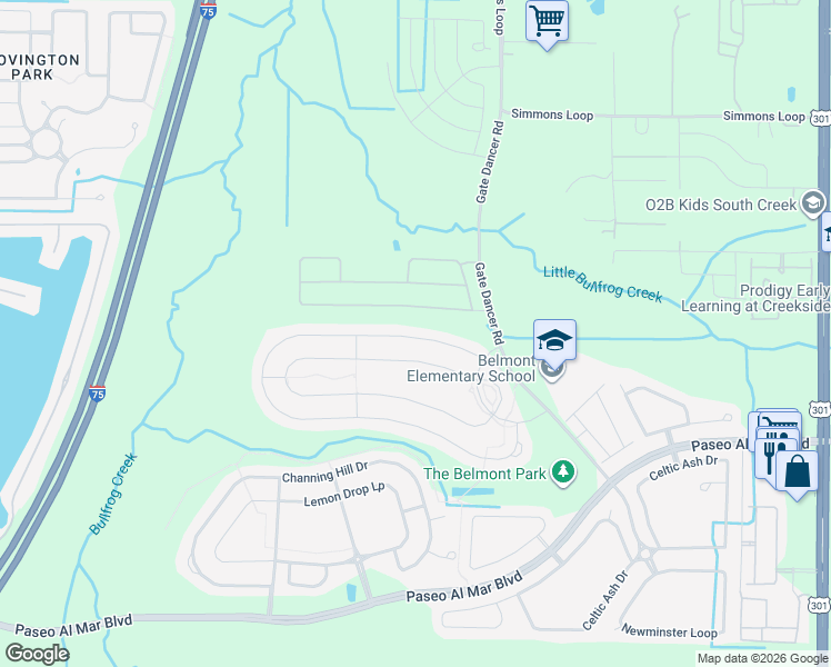 map of restaurants, bars, coffee shops, grocery stores, and more near 9637 Sage Creek Drive in Riverview