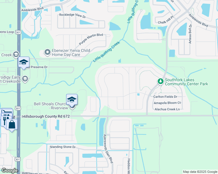 map of restaurants, bars, coffee shops, grocery stores, and more near 14148 Arbor Pines Drive in Riverview
