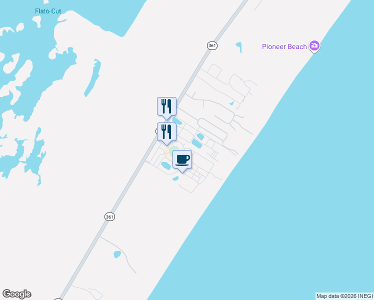 map of restaurants, bars, coffee shops, grocery stores, and more near 208 Round Road in Port Aransas