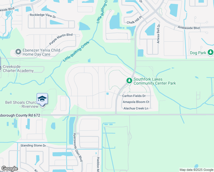 map of restaurants, bars, coffee shops, grocery stores, and more near 14138 Poke Ridge Drive in Riverview