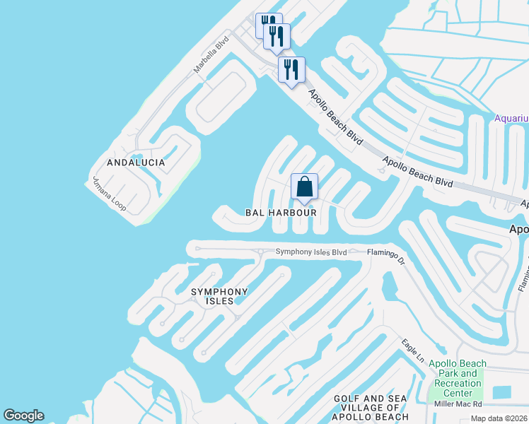 map of restaurants, bars, coffee shops, grocery stores, and more near 6331 Cocoa Lane in Apollo Beach