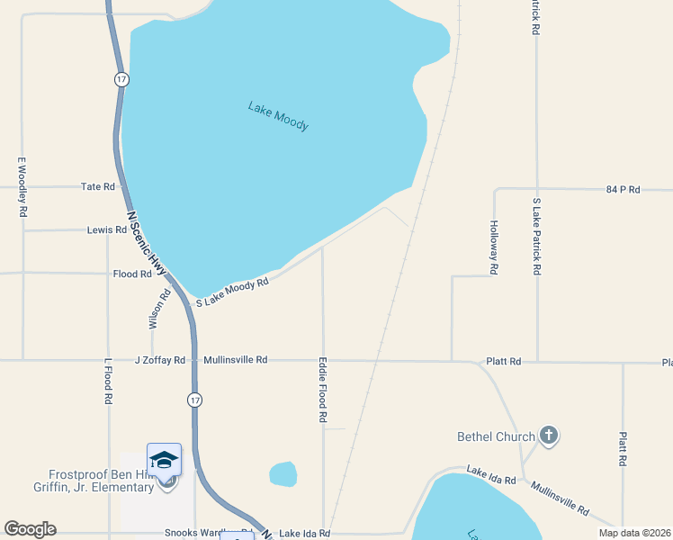 map of restaurants, bars, coffee shops, grocery stores, and more near 150 Eddie Flood Road in Frostproof