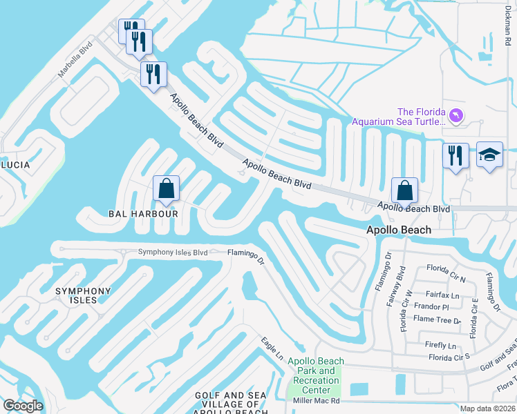 map of restaurants, bars, coffee shops, grocery stores, and more near 6441 Lake Sunrise Drive in Apollo Beach