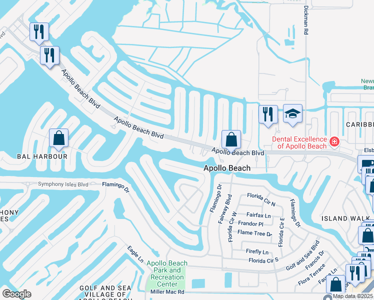 map of restaurants, bars, coffee shops, grocery stores, and more near 802 Apollo Beach Boulevard in Apollo Beach