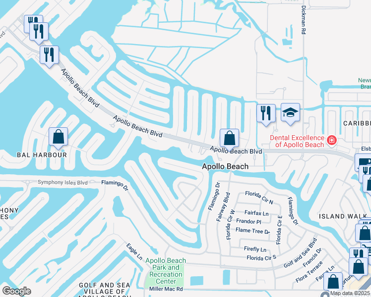 map of restaurants, bars, coffee shops, grocery stores, and more near 802 Apollo Beach Boulevard in Apollo Beach