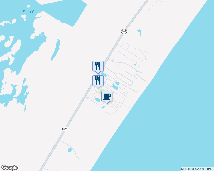 map of restaurants, bars, coffee shops, grocery stores, and more near 208 Round Road in Port Aransas