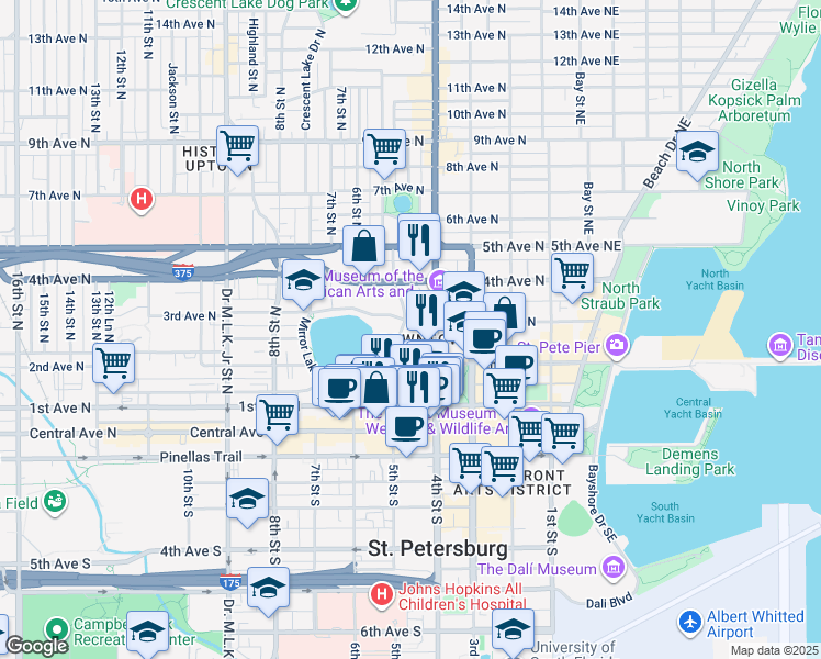 map of restaurants, bars, coffee shops, grocery stores, and more near in St. Petersburg
