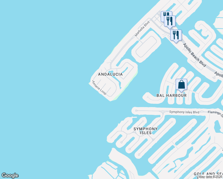 map of restaurants, bars, coffee shops, grocery stores, and more near 5909 Zaki Lane in Apollo Beach