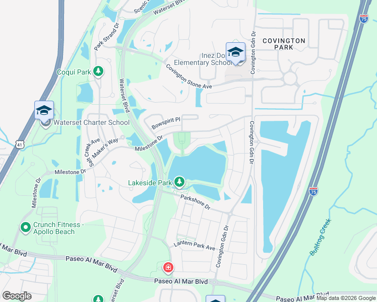 map of restaurants, bars, coffee shops, grocery stores, and more near 7221 Hourglass Drive in Apollo Beach