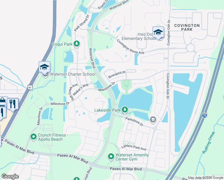 map of restaurants, bars, coffee shops, grocery stores, and more near 6506 Mayport Drive in Apollo Beach