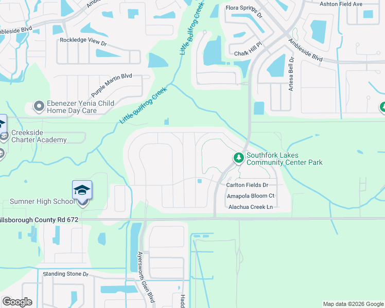 map of restaurants, bars, coffee shops, grocery stores, and more near 14123 Poke Ridge Drive in Riverview