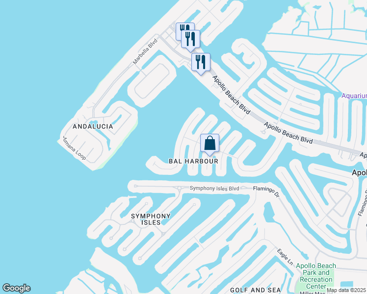 map of restaurants, bars, coffee shops, grocery stores, and more near 6341 Cocoa Lane in Apollo Beach