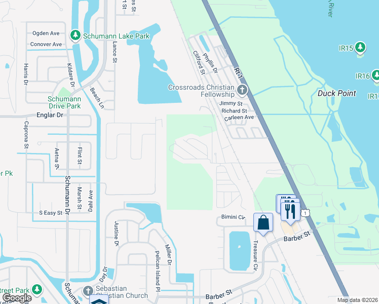 map of restaurants, bars, coffee shops, grocery stores, and more near 6200 99th Street in Sebastian